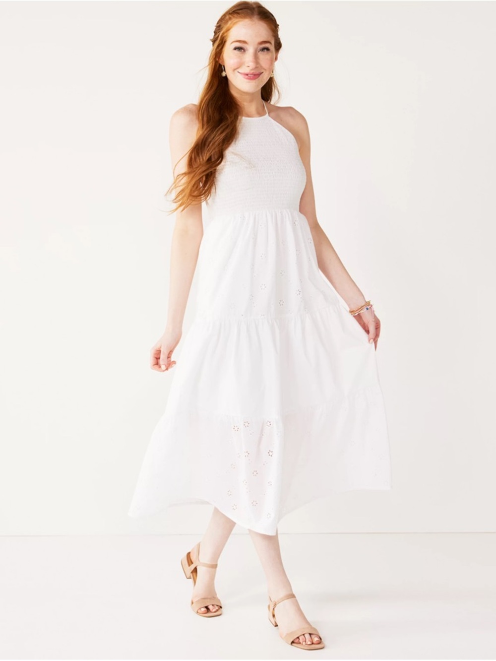 🌟3 for $30🌟 Cotton Eyelet Midi Dress, Small